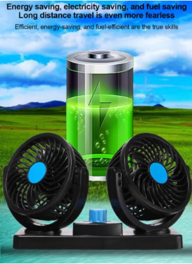 Portable Electric Car Fans 360 Degree Rotatable 2 Speed Five Blade 12V Cooling Air Fan for SUV, RV, Vehicles